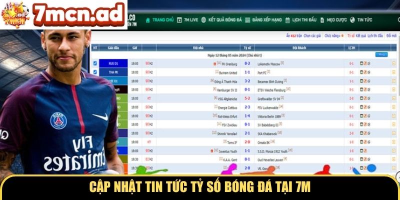 Cập nhật tin tức tỷ số bóng đá tại 7M